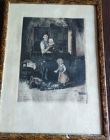 (50x37 cm grafika)Kórusz grafika-Munkácsy Mihály után