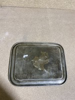 Aluminium tálca, 24 x 21 cm-es, vintage darab. 2278