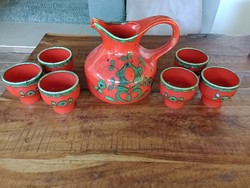 Vintage Villeroy und Boch , Gallo Piroschka, kancsó 6 pohárral