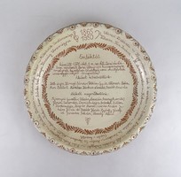 1T549 Major Imre : Vásárhelyi cserép emléktál 36.5 cm