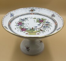 Herendi Színes Indiai Virágkosár mintás talpas kínáló tál