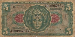5 dollár 1965 USA Military katonai