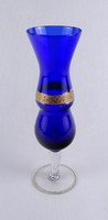 1T561 Antik aranyozott kobaltkék fújt üveg váza 25.7 cm