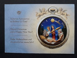 Karácsonyi képeslap - Karácsonyi és szilveszteri jó kívánság, Angyalok témájú, retró üdvözlőlap