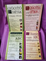 Gyógynövény, gyógyítás, vitamin, diéták. 4 db. könyv egészséges életről.