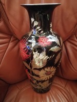 Zsolnay eozin virágmintás többtűzű váza, öttornyos jelzéssel 42cm