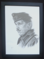 Nyírő Veronika: Katonaportré (grafit-karton üveg alatt 33x24 cm)
