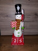 Fa festett diótörő hóember. 35cm magas.Új, dobozában.