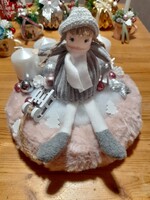 Figurás adventi koszorú ezüstös-mályvás színben