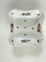 Hüttl Tivadar Budapest virágmintás, porcelán szögletes tál, kínáló