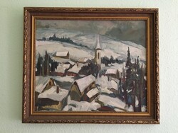 Bányász Béla festőművész zsűrizett festménye (60x50 cm)