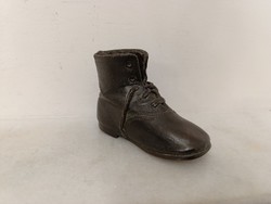 Antique galvanoplastic children's shoe, memory shoe, in original box, horse motif, missing spout 489 9902