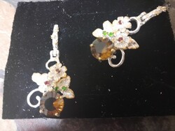 925-ös ezüst fülbevaló füstkvarc kővel