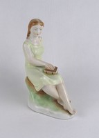 1T568 Régi Zsolnay porcelán olvasó nő figura 17.5 cm