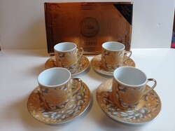 Arany színű AML Royal porcelán 4 személyes kávés szett dobozában