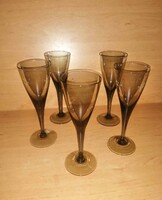 Retro füst színű üveg talpas pohár készlet 5 db - 18,5 cm (8/K)