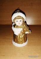 Porcelán angyalka csengó karácsonyfadísz 9 cm (po-2)