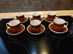 6 db Hollóházi  porcelán mokkás  kávés csésze és alj