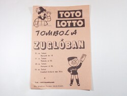 Régi szórólap Totó Lottó Tombola Zuglóban - 1980-as évek