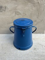 Bonyhádi Zománcos Zománcozott  5 literes kék zsírosbödön bödön Vendő Falusi paraszti