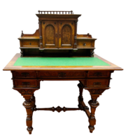 Antique German Pedestal Writing Desk, Rare Model