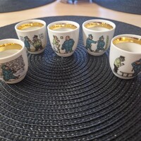 Ritkaság! Svejk porcelán pálinkás kupicák hibátlan ajándékozható állapotban