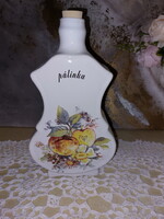 Ritka pálinkás butella, üveg, butykos, porcelán