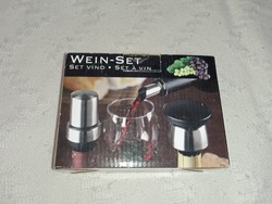 Boros pezsgős szett, dugó, kiöntő, Új bontatlan, a dobozában!! WEIN-SET SET VINO SET À VIN