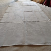 Hófehér, monogramos damaszt konyharuha, törlő, 100 x 50 cm