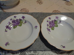 Zsolnay  ibolyás tányérok  2 db  lüszteres peremmel , pajzs jelzéssel  mérete 24,2 cm