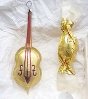 Karácsonyfadísz, régi nagyméretű hangszer 12 cm