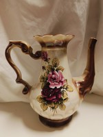 Beautiful glazed, rose-patterned pitcher - 21 cm