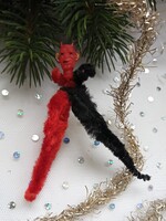 Retro zsenília krampusz ördög karácsonyfa dísz 9cm