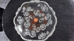 Waltherglas jelzett, dombormintás vastag üveg kínáló, magasság 4 cm, átmérő 18 cm,