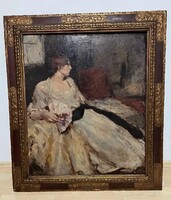 Conrad Hommel - Hölgy fehér ruhában