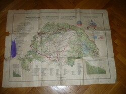 Régi irredenta térkép magyarország gazdaságföldrajzi térképe 84x61cm