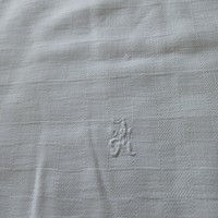 2 db antik, fehér monogramos, damaszt konyharuha, törlő, 100 x 50 cm