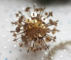 Régi gablonz üveg és flitter üstökös karácsonyfa dísz  8cm