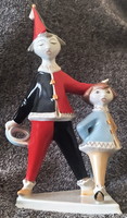 HOLLÓHÁZI porcelán HARLEKIN BOHÓC KISLÁNNYAL Garancia, hibátlan!!!!!