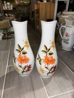 31 cm magas Hollóházi virágos  gyönyörű váza  midcentury modern