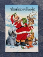 Régi grafikus Mikulásos karácsonyi képeslap