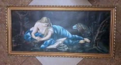 Nagyméretű antik kép ,eredeti antik keretével.