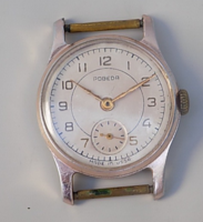 Pobeda eredeti, retró szovjet mechanikus,aranyozott ,15 köves,d:30mm karóra. 1950-60 évek