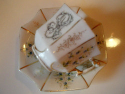 MONARCHIA KORABELI KÉZIFESTETT MONOGRAMMOS CSÉSZE+ALJA  - Art@Decoration