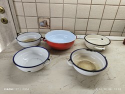 Retro zománcozott kétfüles tál 5 db  eladó!