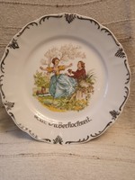 Porcelán /Bavaria/ tányér, jubileum, ezüst lakodalom alkalmából