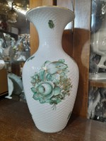 Egyedi Herendi Kosaras,Kézi Festésű Virág,Aranykontúros Porcelán Váza.25 cm.
