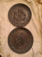 ANTIK ÖNTÖTTVAS DÍSZTÁLAK ÉLETKÉPPEL DERNŐ 1860 KÖRÜL