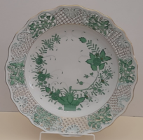 LEGNAGYOBB, LEGDÚSABB! 40 cm-es Herendi porcelán zöld indiai kosár mintás falitál tányér tál