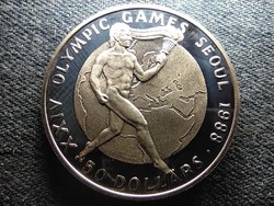 Cook-szigetek Nyári Olimpiai Játékok 1988 Szöul .925 ezüst 50 Dollár 1987 PM PP